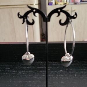 Silver Heart Hoop Earrings